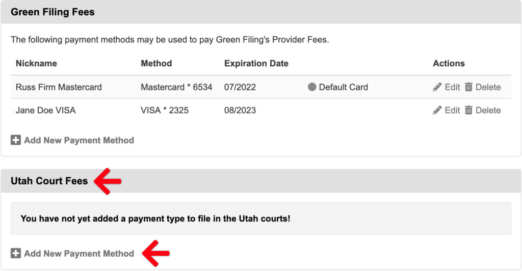Manage credit cards and payment settings in the Utah State Court—Green ...