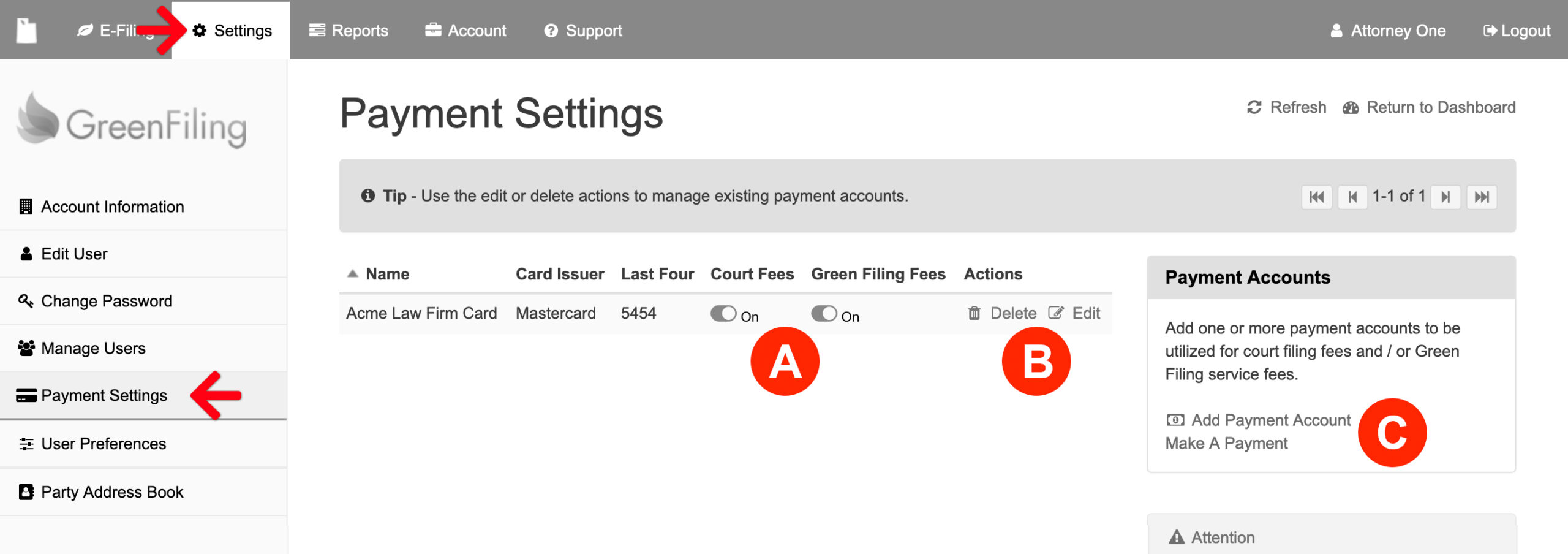 Manage credit cards and payment settings in the Utah State CourtSupport
