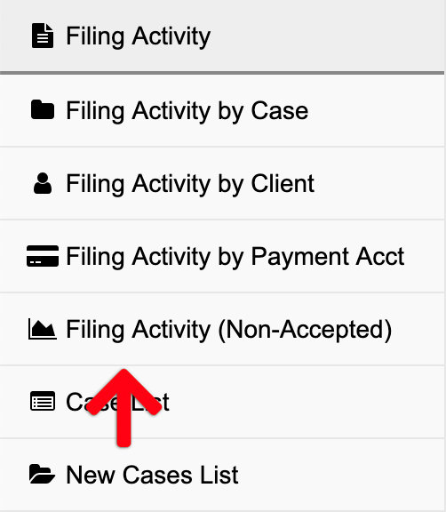 Filing Activity (Non-Accepted)