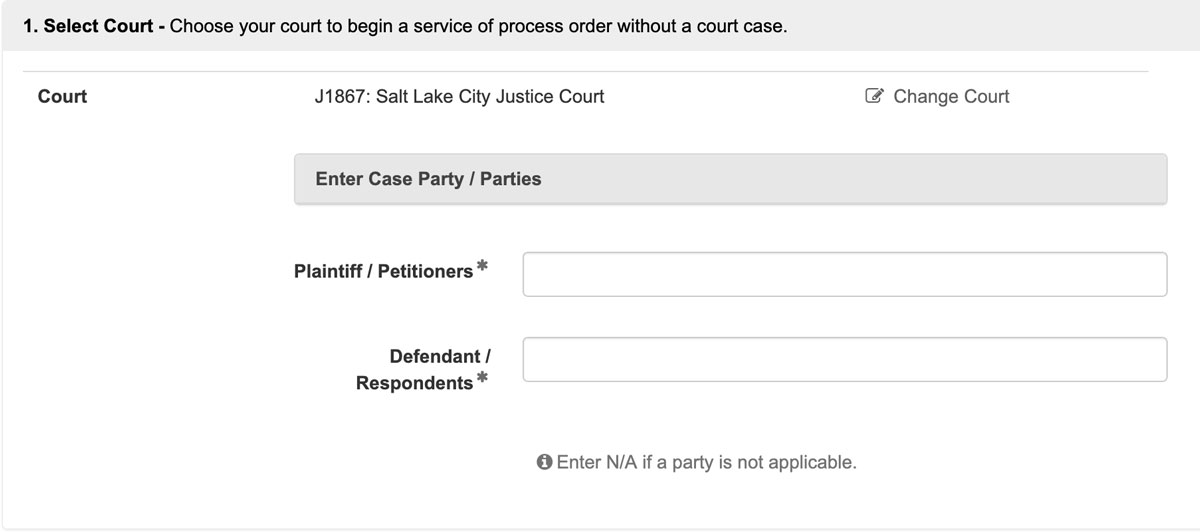 Select court option