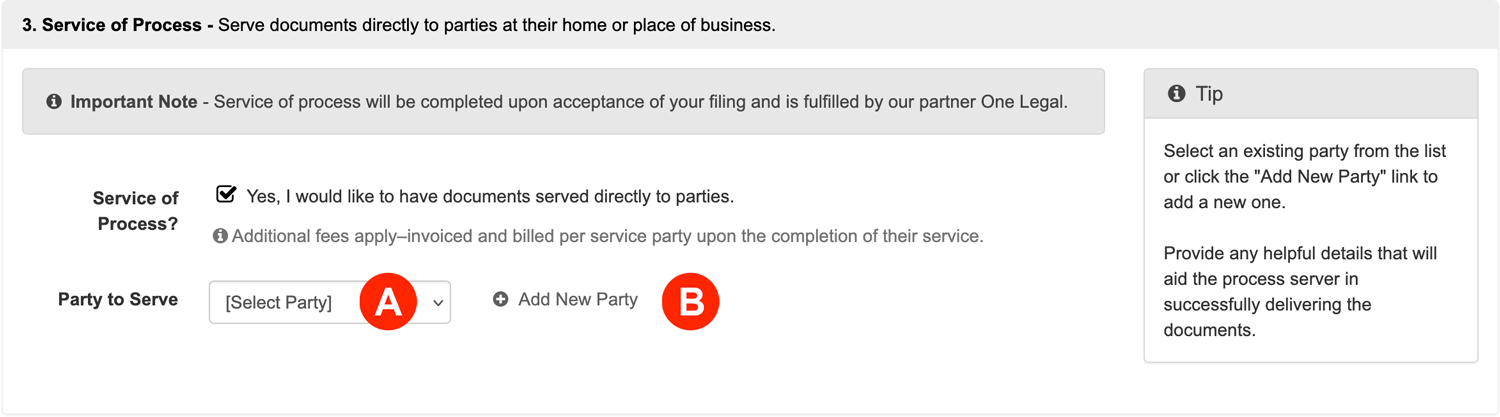 Add Service Party